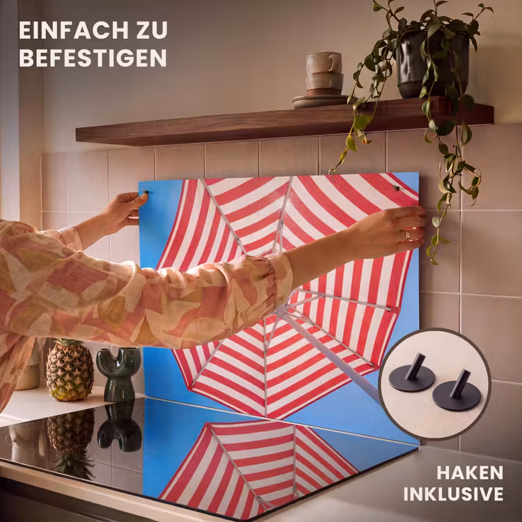 Parasol - Strepen - Zomer - Rood - Blauw Inductie beschemer met haakjes klein -ky-ophangen-de
