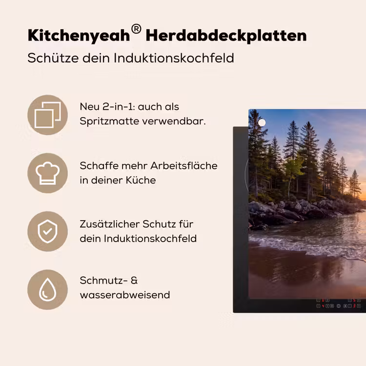 Zonsondergang - Kust - Water - Natuur - Oranje Inductie beschemer met haakjes klein -ky-usp-de
