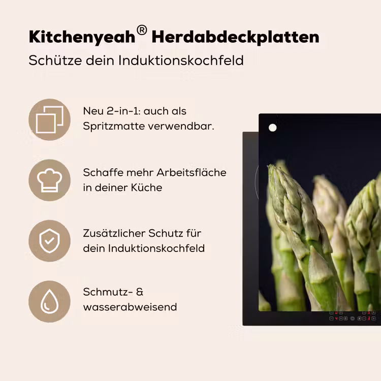 Asperges - Groen - Zwart Inductie beschemer met haakjes klein -ky-usp-de