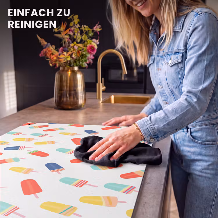 2-in-1 Herdabdeckplatte & Spritzschutz - Speiseeis - Verspielt - Farbenfroh - IJsjes - Speels - Kleurrijk Inductie beschemer met haakjes klein 777