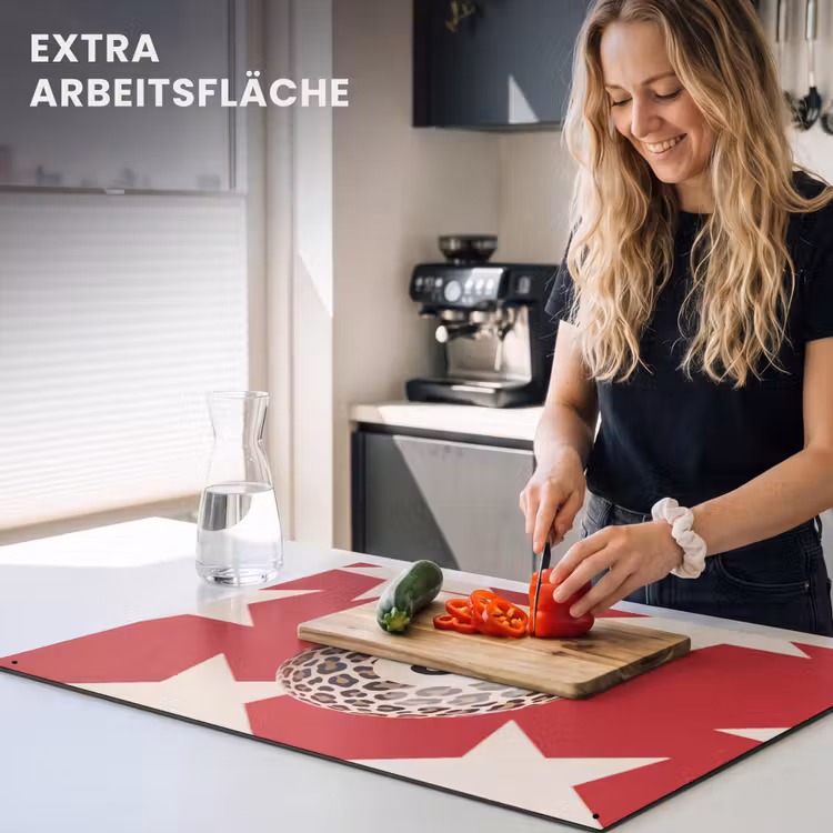 Spel - Dierenprint - Nummer 8 - Modern - Rood Inductie beschemer met haakjes klein -ky-usp-de