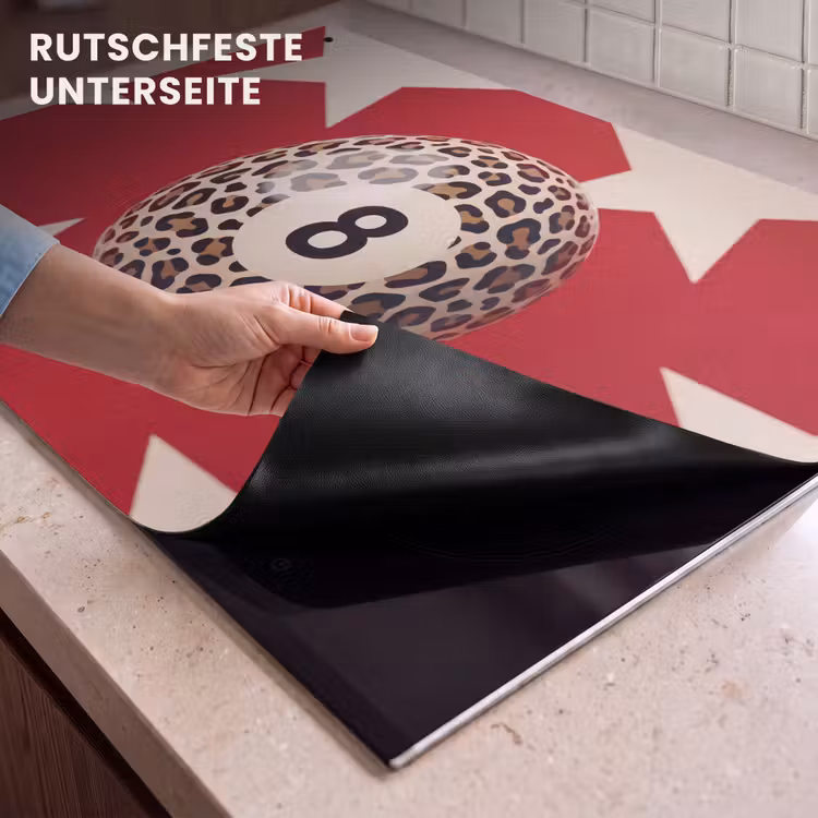 Spel - Dierenprint - Nummer 8 - Modern - Rood Inductie beschemer met haakjes klein -ky-onderkant-de