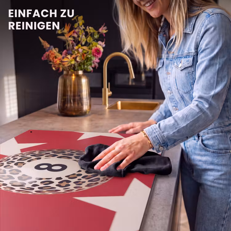 Spel - Dierenprint - Nummer 8 - Modern - Rood Inductie beschemer met haakjes klein -ky-schoon-de