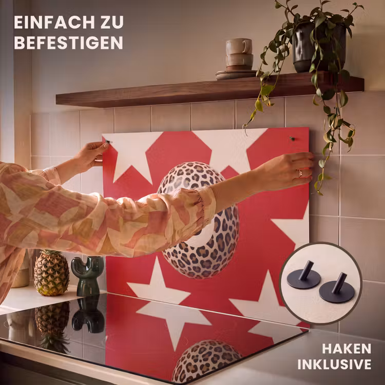 Spel - Dierenprint - Nummer 8 - Modern - Rood Inductie beschemer met haakjes klein -ky-ophangen-de