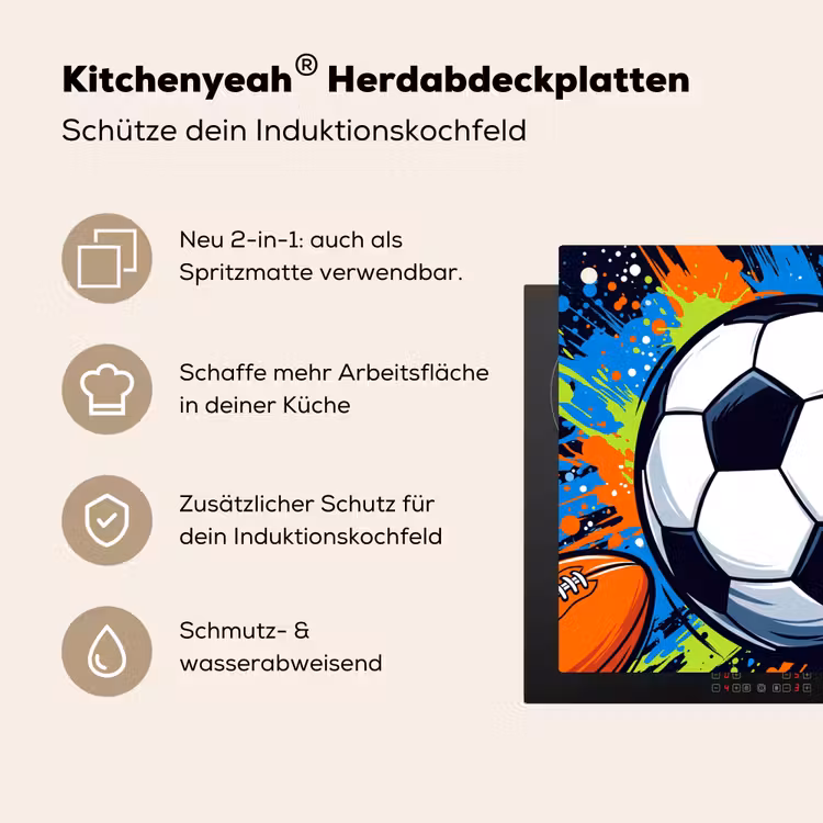 Sport - Ballen - Kleurrijk Inductie beschemer met haakjes klein -ky-usp-de
