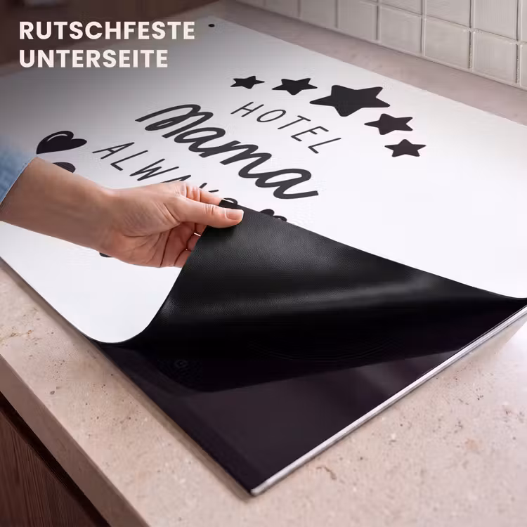 2-in-1 Herdabdeckplatte & Spritzschutz - Sprichwörter - Hotel Mama immer offen - Mama - Zitate - Spreuken - Hotel mama always open - Mama - Quotes Inductie beschemer met haakjes klein