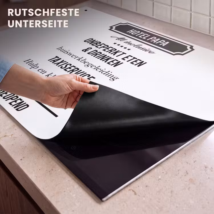 2-in-1 Herdabdeckplatte & Spritzschutz - Sprichwörter - Hotel Papa - Zitate - Vater - Spreuken - Hotel papa - Quotes - Vader Inductie beschemer met haakjes klein