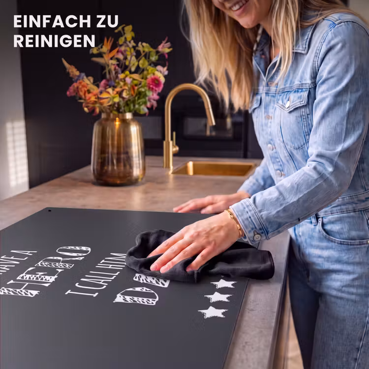 2-in-1 Herdabdeckplatte & Spritzschutz - Sprichwörter - Ich habe einen Helden, ich nenne ihn Papa - Zitate - Vater - Spreuken - I have a hero I call him dad - Quotes - Vader Inductie beschemer met haakjes klein