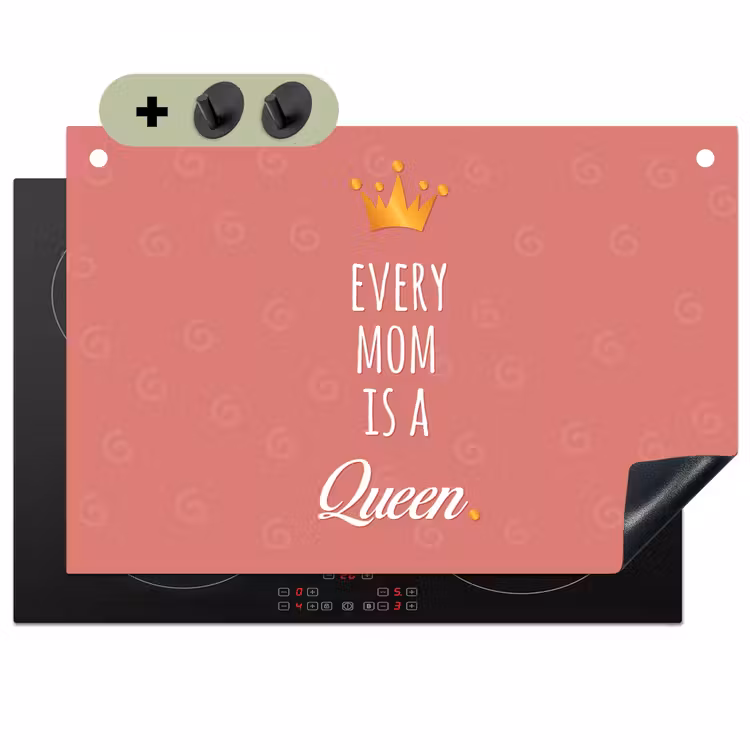 2-in-1 Herdabdeckplatte & Spritzschutz - Sprichwörter - Jede Mutter ist eine Königin - Zitate - Mum - Spreuken - Every mom is a queen - Quotes - Mama Inductie beschemer met haakjes klein
