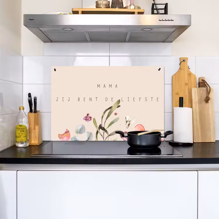 2-in-1 Herdabdeckplatte & Spritzschutz - Sprichwörter - Mama, du bist die Süßeste - Zitate - Mutter - Spreuken - Mama jij bent de liefste - Quotes - Moeder Inductie beschemer met haakjes klein