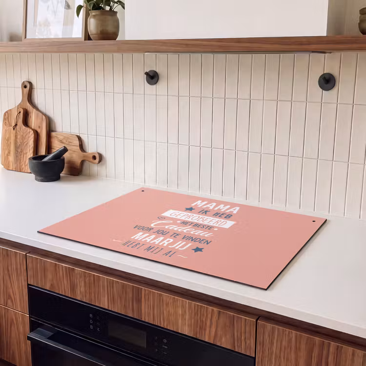 2-in-1 Herdabdeckplatte & Spritzschutz - Sprichwörter - Mama - Zitate - Mama, du hast uns schon - Spreuken - Mama - Quotes - Mama jij hebt ons al Inductie beschemer met haakjes klein