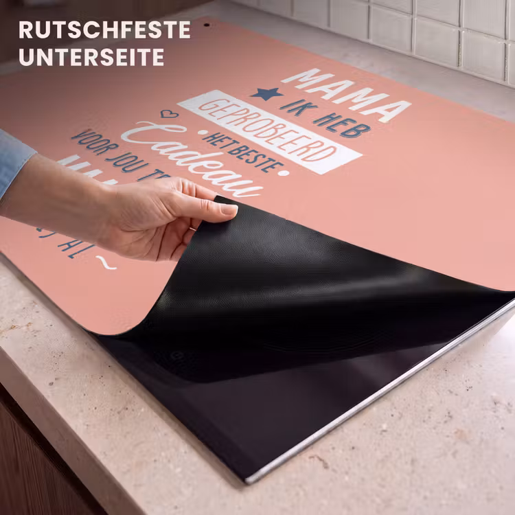 2-in-1 Herdabdeckplatte & Spritzschutz - Sprichwörter - Mama - Zitate - Mama, du hast uns schon - Spreuken - Mama - Quotes - Mama jij hebt ons al Inductie beschemer met haakjes klein