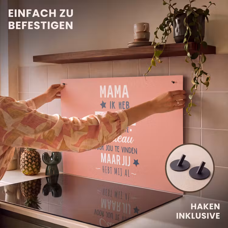 2-in-1 Herdabdeckplatte & Spritzschutz - Sprichwörter - Mama - Zitate - Mama, du hast uns schon - Spreuken - Mama - Quotes - Mama jij hebt ons al Inductie beschemer met haakjes klein