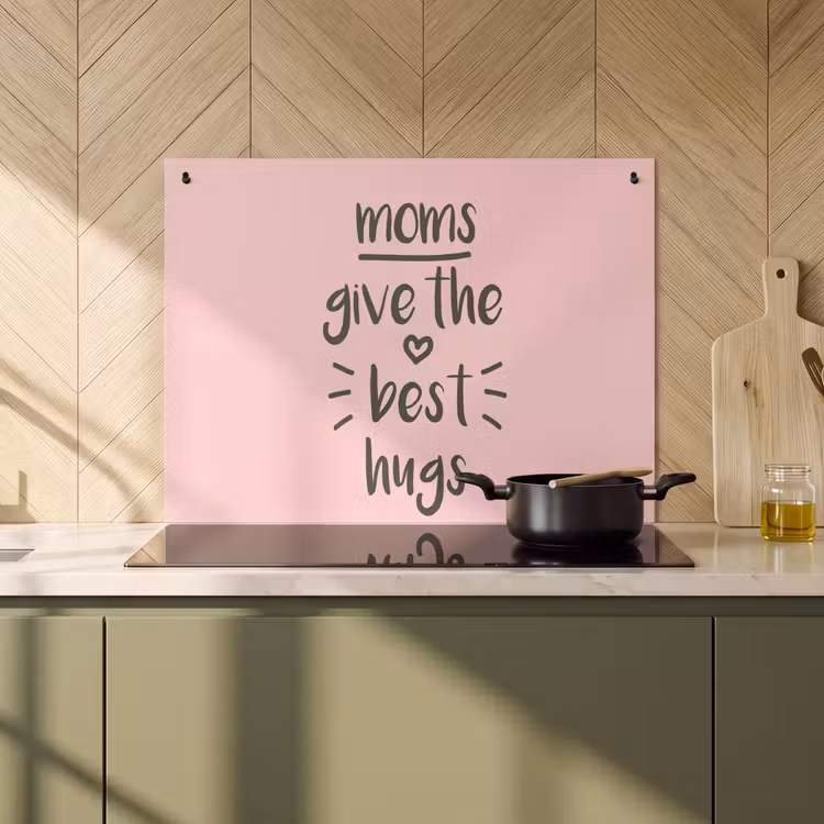 2-in-1 Herdabdeckplatte & Spritzschutz - Sprichwörter - Mütter umarmen am besten - Zitate - Mum - Spreuken - Moms give the best hugs - Quotes - Mama Inductie beschemer met haakjes klein