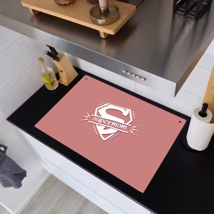 2-in-1 Herdabdeckplatte & Spritzschutz - Sprichwörter - Supermom - Mutter - Zitate - Spreuken - Supermom - Moeder - Quotes Inductie beschemer met haakjes klein