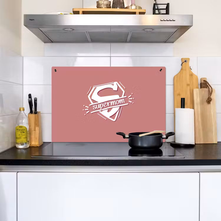 2-in-1 Herdabdeckplatte & Spritzschutz - Sprichwörter - Supermom - Mutter - Zitate - Spreuken - Supermom - Moeder - Quotes Inductie beschemer met haakjes klein