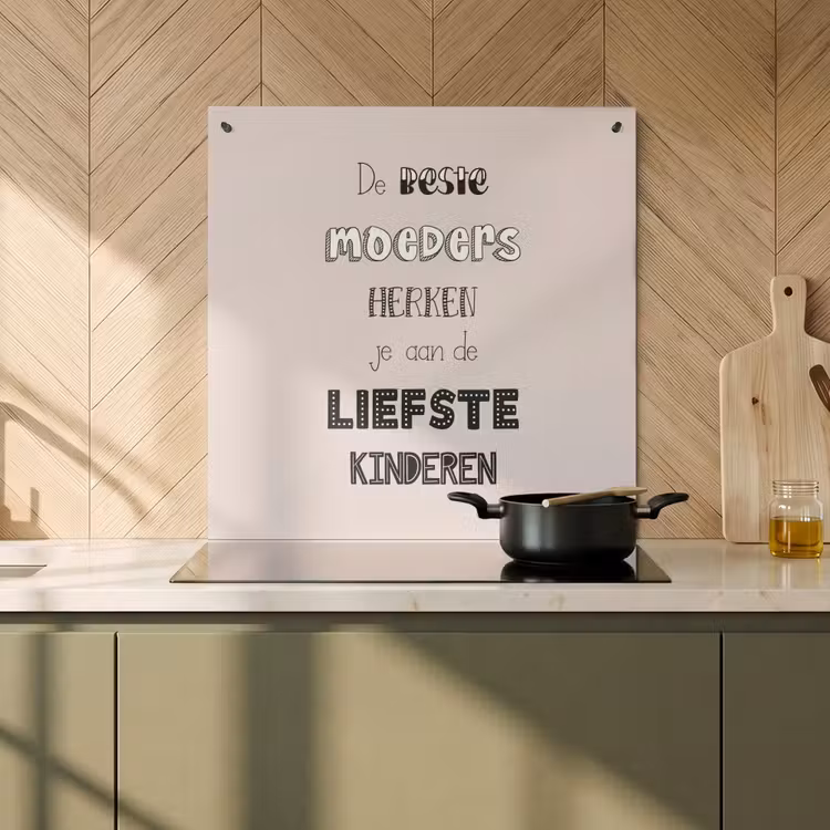 2-in-1 Herdabdeckplatte & Spritzschutz - Sprichwörter - Zitate Die besten Mütter haben die süßesten Kinder - Muttertag - Geschenk für die Mutter - Spreuken - Quotes De Beste Moeders Hebben De Liefste Kinderen - Moederdag - Mama cadeau Inductie beschemer met haakjes middel