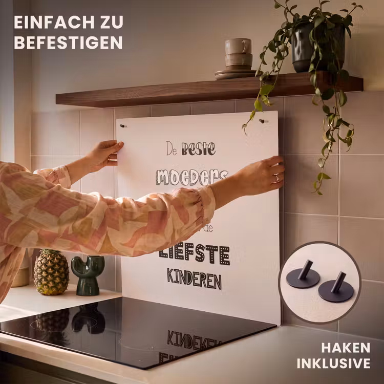 2-in-1 Herdabdeckplatte & Spritzschutz - Sprichwörter - Zitate Die besten Mütter haben die süßesten Kinder - Muttertag - Geschenk für die Mutter - Spreuken - Quotes De Beste Moeders Hebben De Liefste Kinderen - Moederdag - Mama cadeau Inductie beschemer met haakjes middel