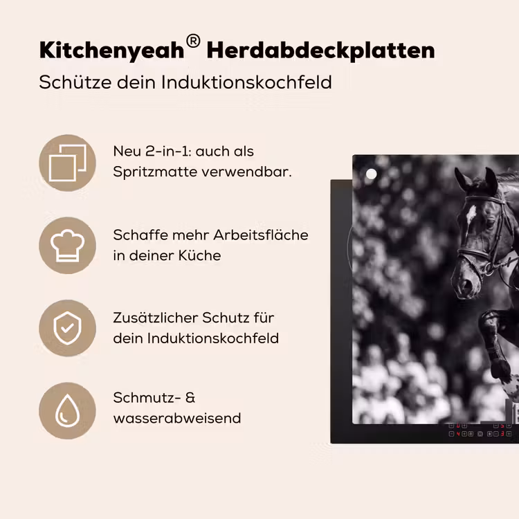 Springen - Paard - Zwart - Wit Inductie beschemer met haakjes klein -ky-usp-de
