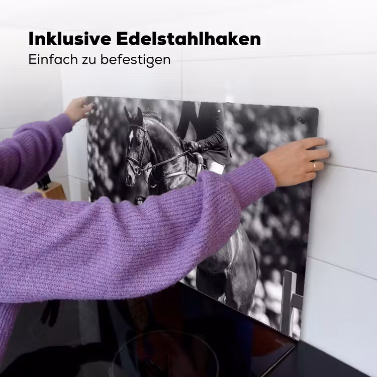 Springen - Paard - Zwart - Wit Inductie beschemer met haakjes klein -ky-ophangen-de