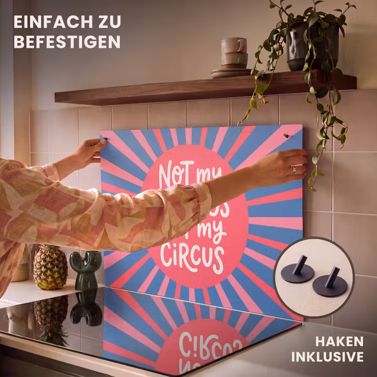 Spreuk - Grafisch - Abstract - Roze - Blauw Inductie beschemer met haakjes klein -ky-ophangen-de