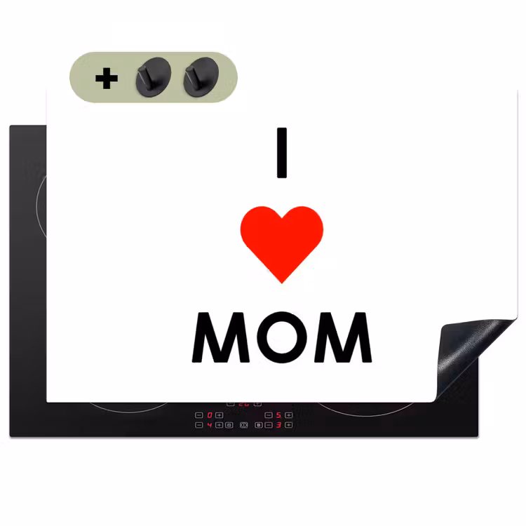 2-in-1 Herdabdeckplatte & Spritzschutz - Sprüche - Zitate Ich liebe Mama - Muttertag - Mama - Geschenk für die Mama - Spreuken - Quotes I Love Mom - Moederdag - Mama - Mama cadeau Inductie beschemer met haakjes klein