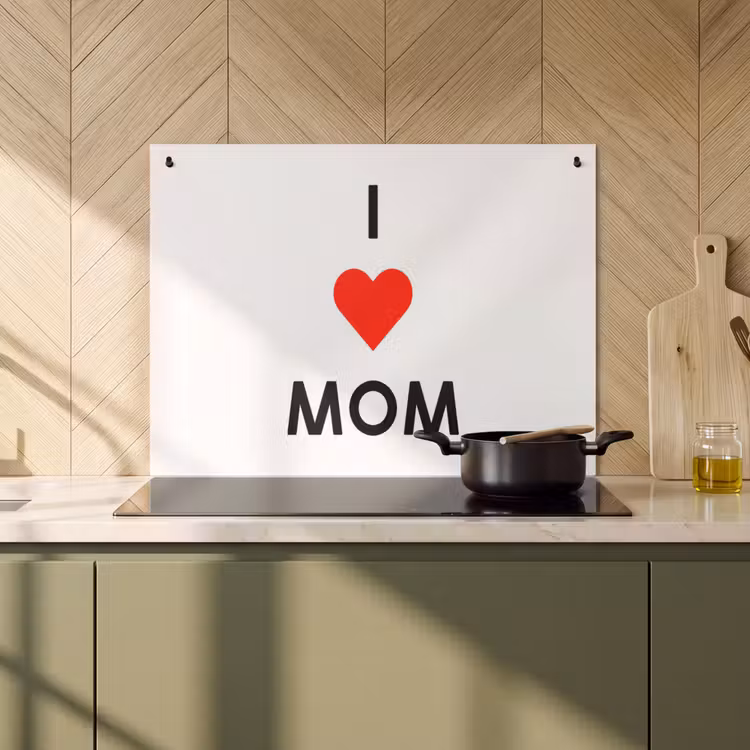 2-in-1 Herdabdeckplatte & Spritzschutz - Sprüche - Zitate Ich liebe Mama - Muttertag - Mama - Geschenk für die Mama - Spreuken - Quotes I Love Mom - Moederdag - Mama - Mama cadeau Inductie beschemer met haakjes klein