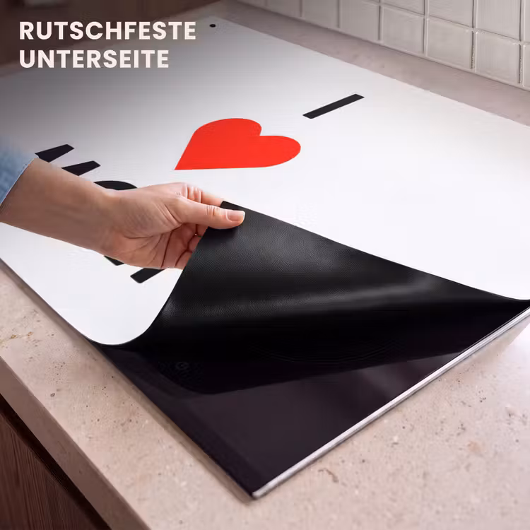 2-in-1 Herdabdeckplatte & Spritzschutz - Sprüche - Zitate Ich liebe Mama - Muttertag - Mama - Geschenk für die Mama - Spreuken - Quotes I Love Mom - Moederdag - Mama - Mama cadeau Inductie beschemer met haakjes klein