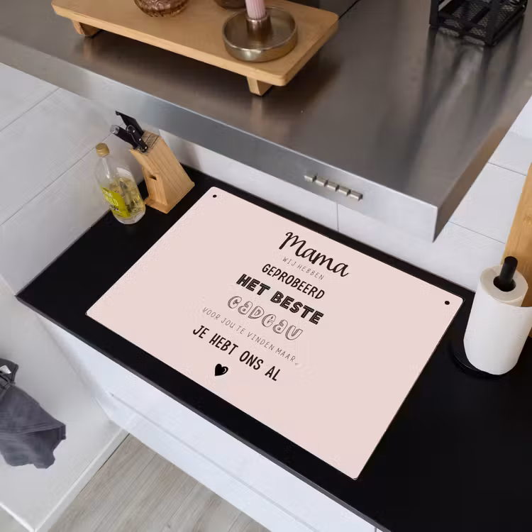 2-in-1 Herdabdeckplatte & Spritzschutz - Sprüche - Zitate Mama Du hast uns schon - Muttertagsgeschenk für Mama - Rosa - Spreuken - Quotes Mama Je Hebt Ons Al - Moederdag cadeau voor mama - Roze Inductie beschemer met haakjes klein