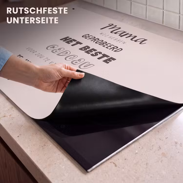 2-in-1 Herdabdeckplatte & Spritzschutz - Sprüche - Zitate Mama Du hast uns schon - Muttertagsgeschenk für Mama - Rosa - Spreuken - Quotes Mama Je Hebt Ons Al - Moederdag cadeau voor mama - Roze Inductie beschemer met haakjes klein
