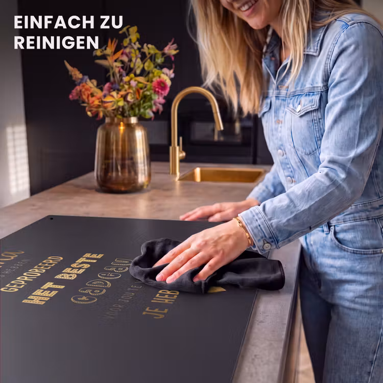 2-in-1 Herdabdeckplatte & Spritzschutz - Sprüche - Zitate Mum Du hast uns schon - Mutter - Muttertagsgeschenk für Mutti - Gold - Spreuken - Quotes Mama Je Hebt Ons Al - Moeder - Moederdag cadeau voor mama - Goud Inductie beschemer met haakjes klein