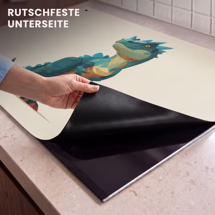 2-in-1 Herdabdeckplatte & Spritzschutz - Stacheln - Dino - Blau - Muskulös - Stekels - Dino - Blauw - Gespierd Inductie beschemer met haakjes klein