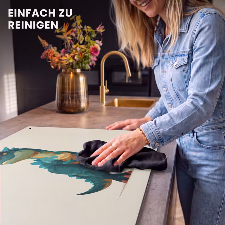 2-in-1 Herdabdeckplatte & Spritzschutz - Stacheln - Dino - Blau - Muskulös - Stekels - Dino - Blauw - Gespierd Inductie beschemer met haakjes klein