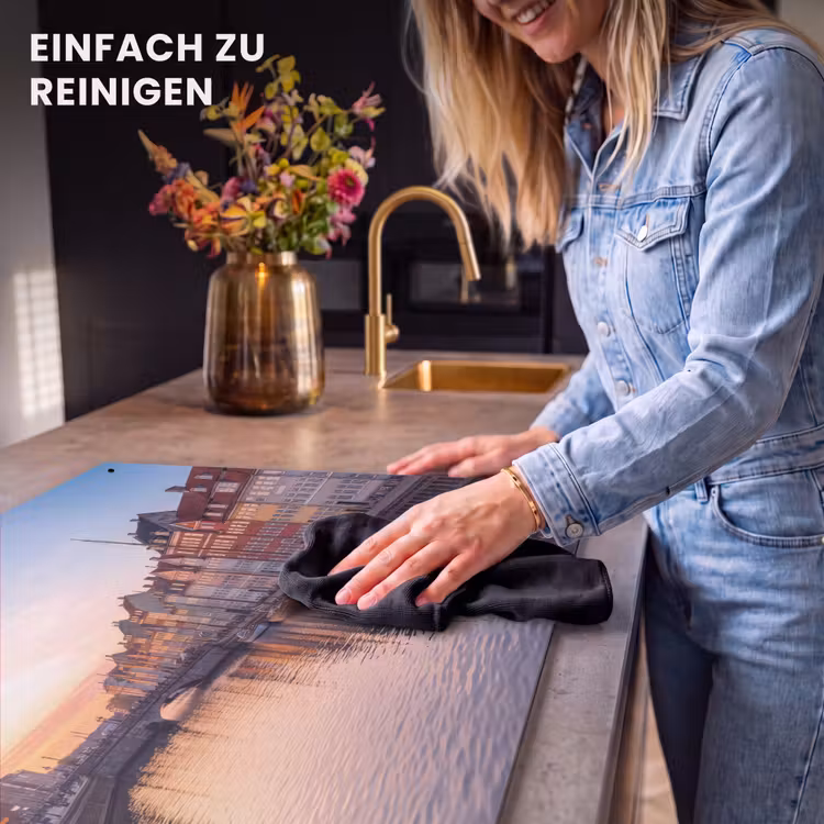 Stad - Gracht - Zonsondergang - Klassiek - Kleurrijk Inductie beschemer met haakjes klein -ky-schoon-de