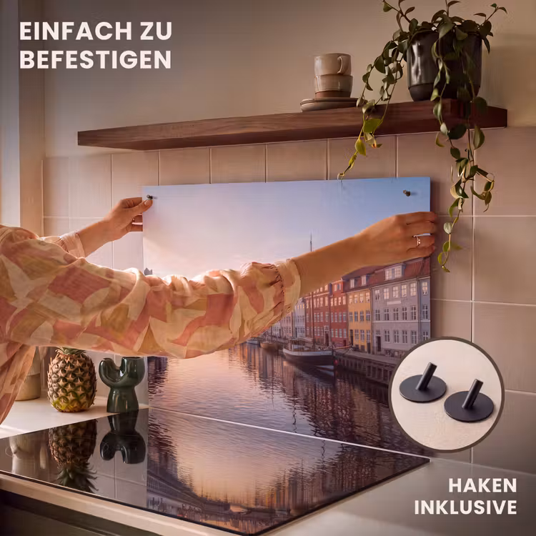 Stad - Gracht - Zonsondergang - Klassiek - Kleurrijk Inductie beschemer met haakjes klein -ky-ophangen-de