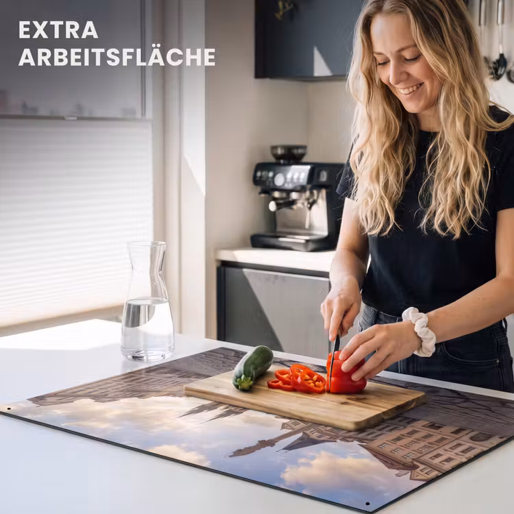 Stad - Praag - Ochtend - Architectuur - Goud Inductie beschemer met haakjes klein -ky-usp-de