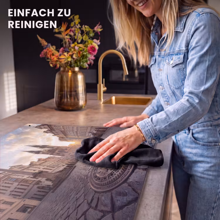 Stad - Praag - Ochtend - Architectuur - Goud Inductie beschemer met haakjes klein -ky-schoon-de