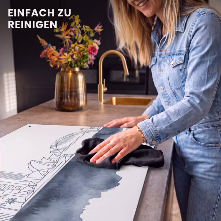 Stad - Skyline - Architectuur - Minimalistisch - Blauw Inductie beschemer met haakjes klein -ky-schoon-de