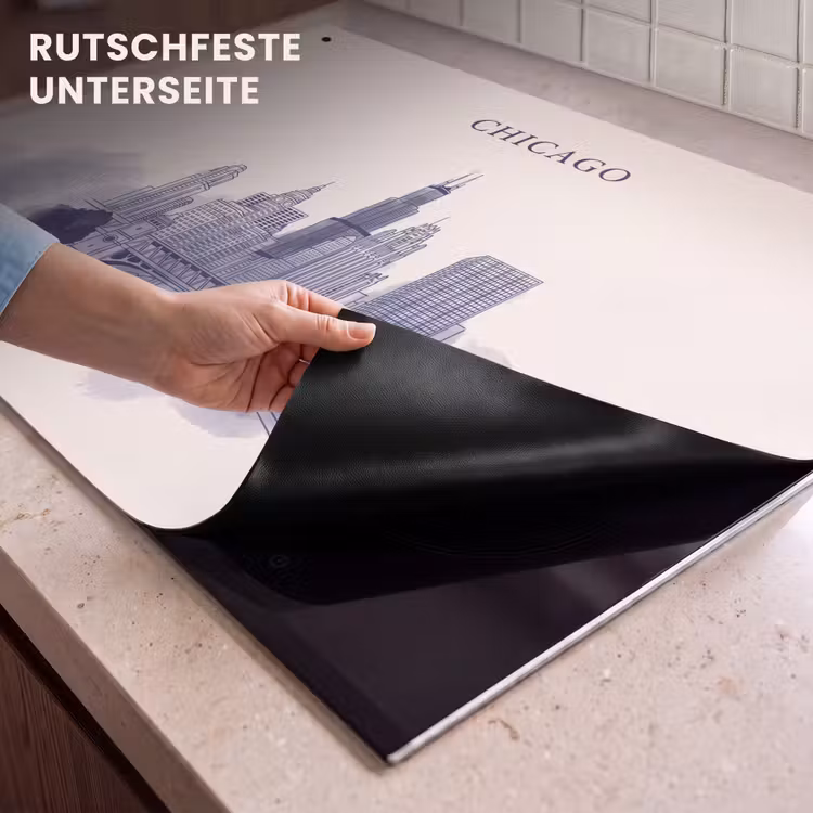 Stad - Skyline - Architectuur - Lijntekening - Blauw Inductie beschemer met haakjes klein -ky-onderkant-de