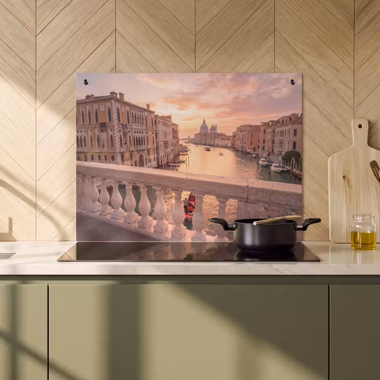 Stad - Venetië - Kanaal - Zonsopgang - Architectuur - Goud Inductie beschemer met haakjes klein -sfeer2