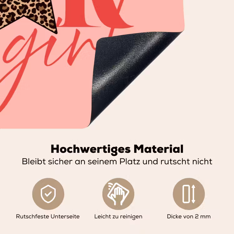Star girl - Roze - Panter - Ster Inductie beschemer met haakjes klein -ky-onderkant-de