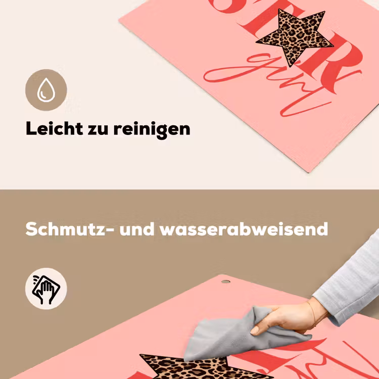 Star girl - Roze - Panter - Ster Inductie beschemer met haakjes klein -ky-schoon-de
