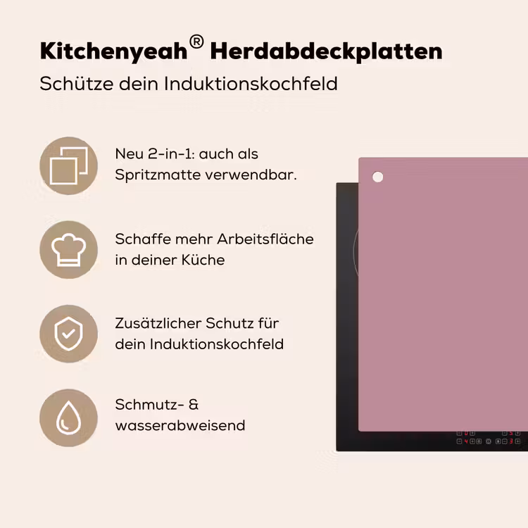 Dusty - Mauve - Paars Inductie beschemer met haakjes klein 777 -ky-usp-de