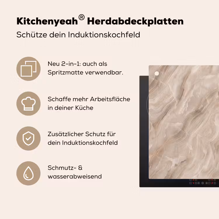 Steen - Golvend - Abstract - Beige Inductie beschemer met haakjes klein -ky-usp-de