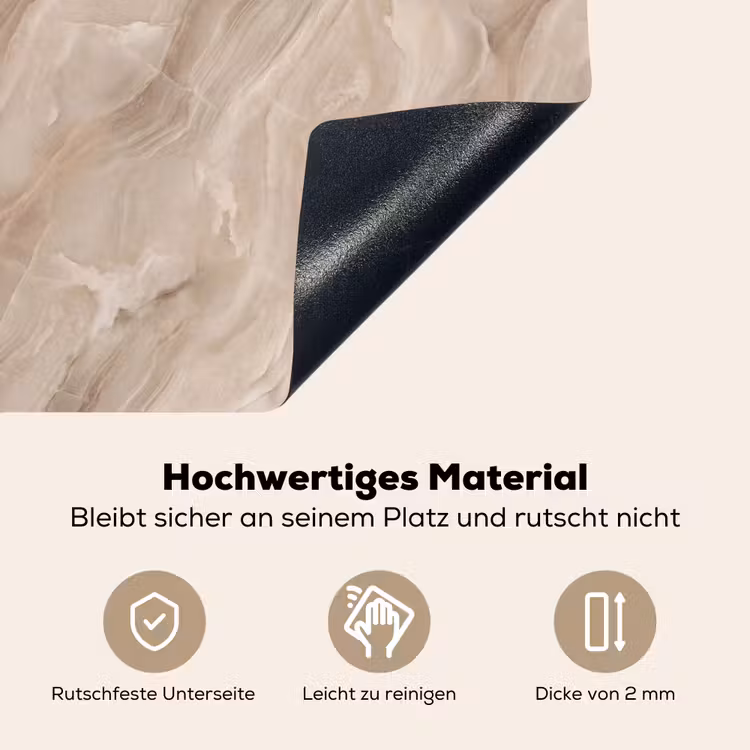 Steen - Golvend - Abstract - Beige Inductie beschemer met haakjes klein -ky-onderkant-de
