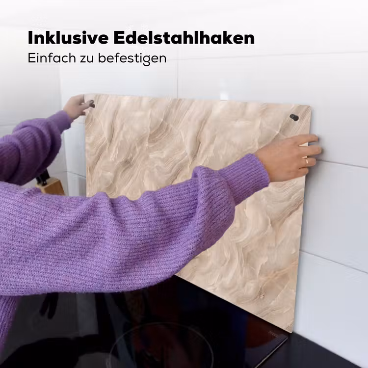 Steen - Golvend - Abstract - Beige Inductie beschemer met haakjes klein -ky-ophangen-de