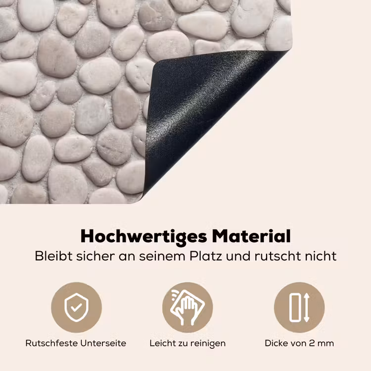 Steen - Kiezel - Natuur - Minimalistisch - Beige Inductie beschemer met haakjes klein -ky-onderkant-de