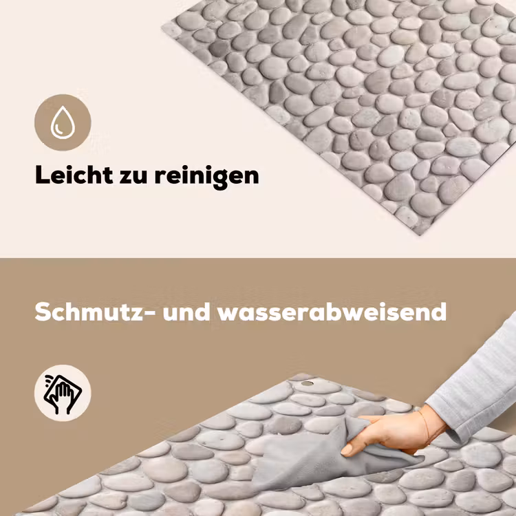 Steen - Kiezel - Natuur - Minimalistisch - Beige Inductie beschemer met haakjes klein -ky-schoon-de