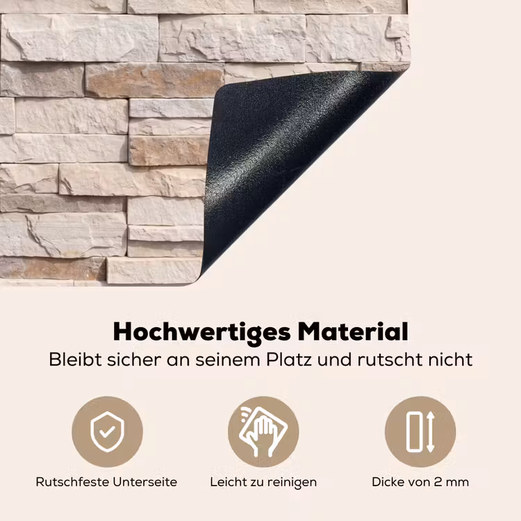 Steen - Muur - Textuur - Rustiek - Beige Inductie beschemer met haakjes klein -ky-onderkant-de