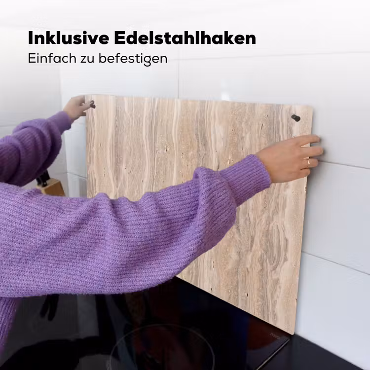 Steen - Patroon - Textuur - Natuurlijk - Beige Inductie beschemer met haakjes klein -ky-ophangen-de